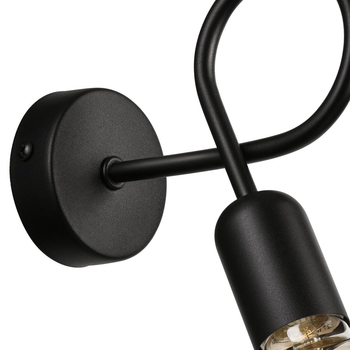 Lamkur Wandleuchte schwarz Stahl B/H/L: ca. 8x18x16 cm E27 1 Brennstellen