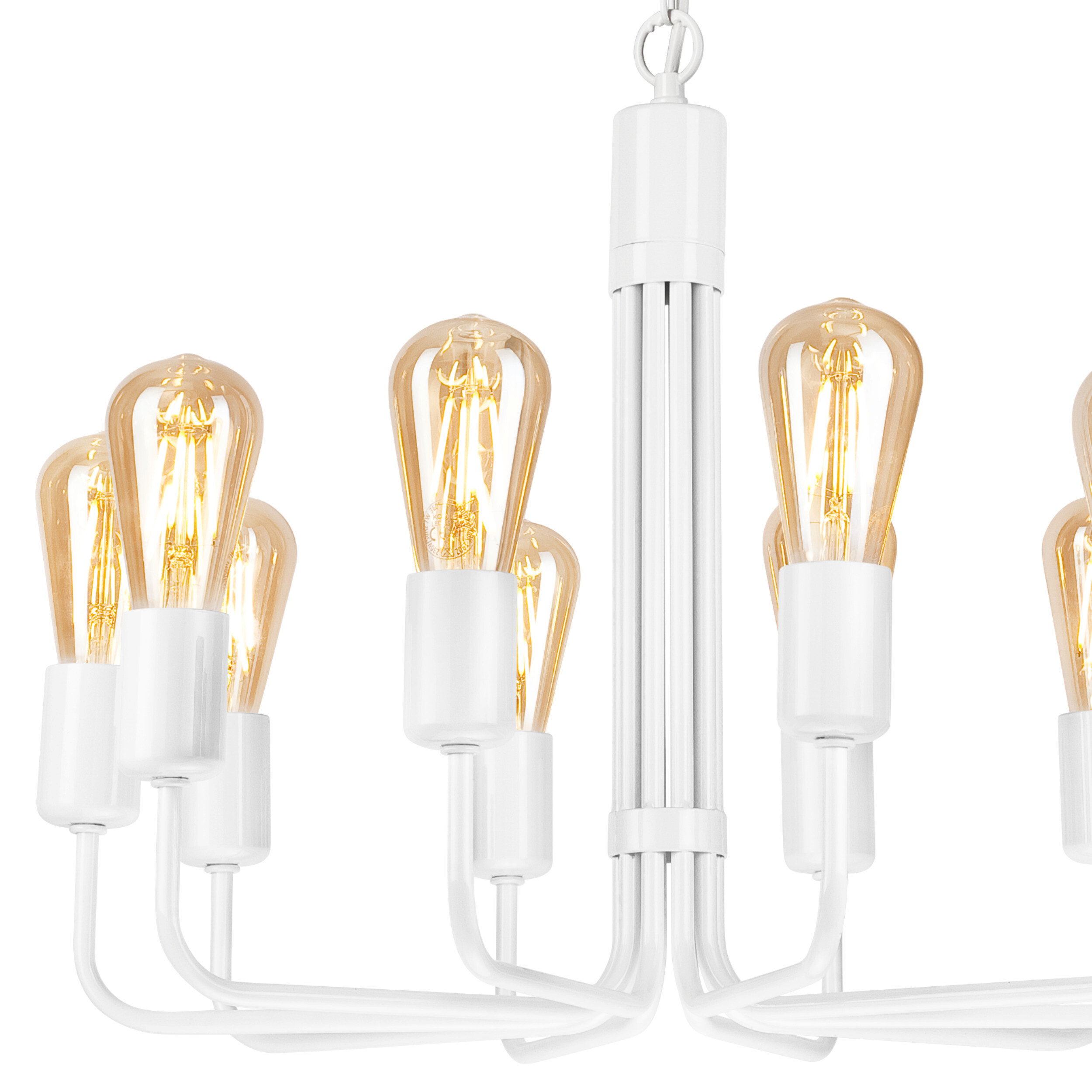 Lamkur Pendelleuchte weiß Stahl B/H/L: ca. 54x98x54 cm E27 10 Brennstellen