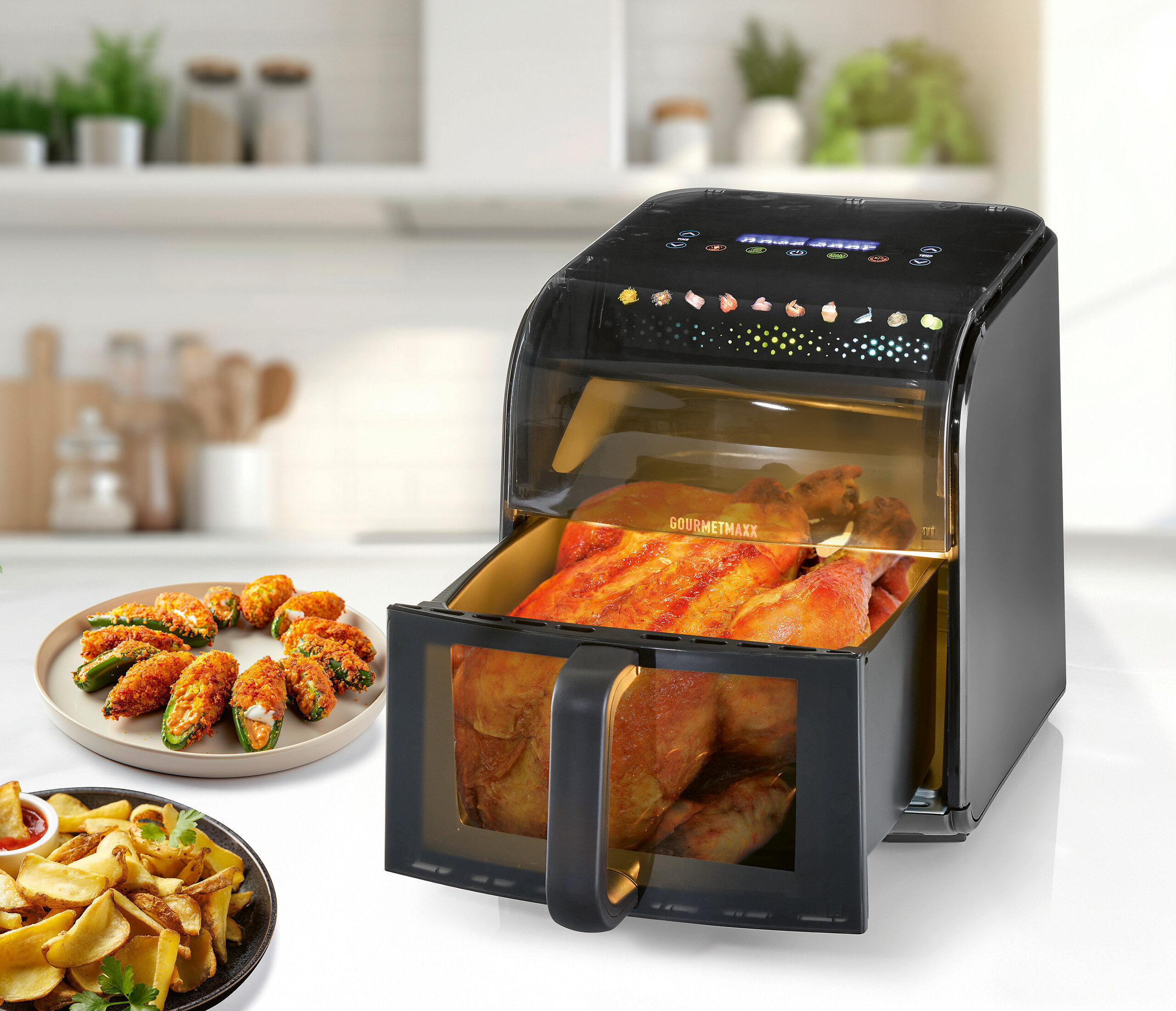 GOURMETmaxx Heißluftfritteuse schwarz Metall B/H/L: ca. 38,6x31,8x28,8 cm ca. 7 l