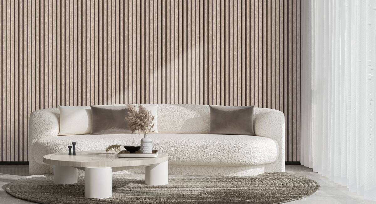 Vliestapete Akustikpaneel hellgrau B/L: ca. 53x1005 cm