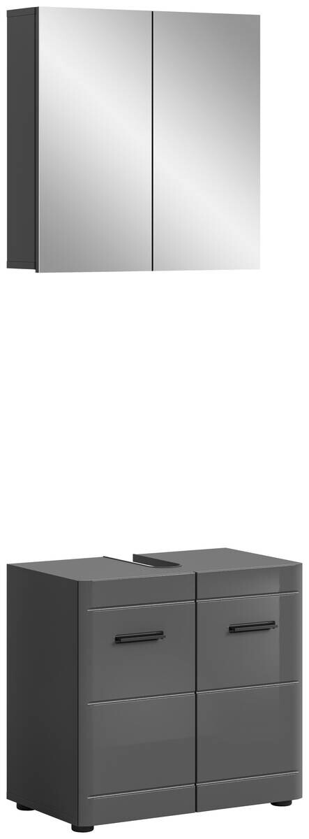 Badezimmer-Set SOFT grau grau Hochglanz B/H/T: ca. 60x190x34 cm