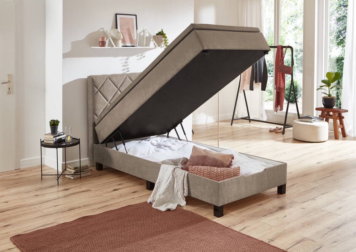 Boxspringbett Jeff taupe B/H/T: ca. 100x57x211 cm