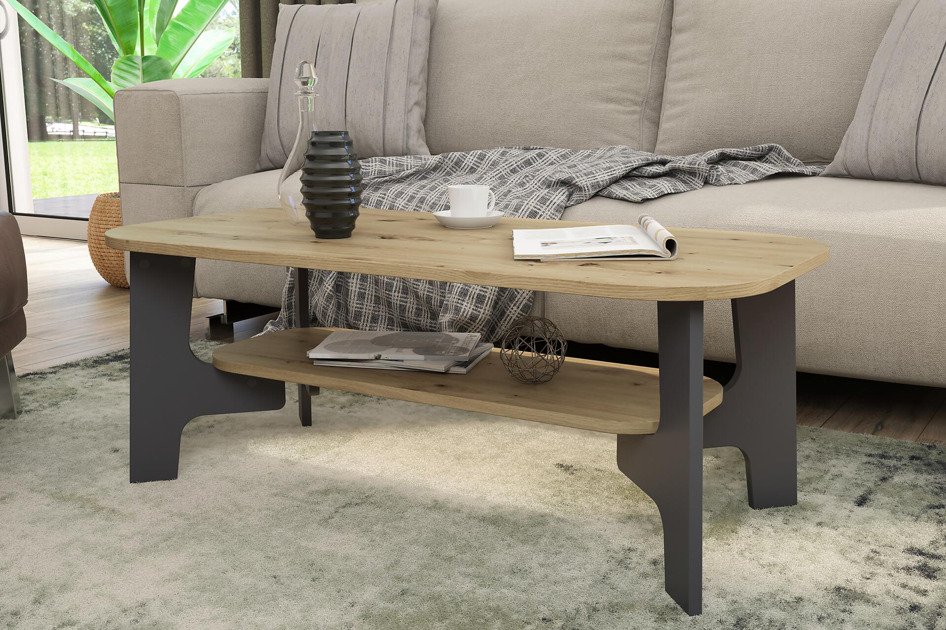 byLIVING Couchtisch JONNY Eiche anthrazit Holzwerkstoff Holzwerkstoff B/H/T: ca. 110x42,5x55 cm