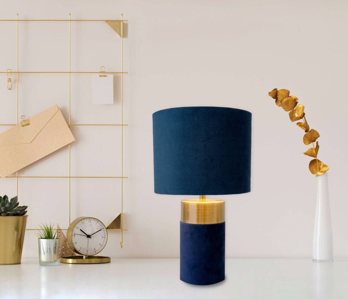 Näve Leuchten Tischleuchte 3189512 blau Metall Kunststoff Textil B/H/T: ca. 18x32x18 cm E14 1 Brennstellen