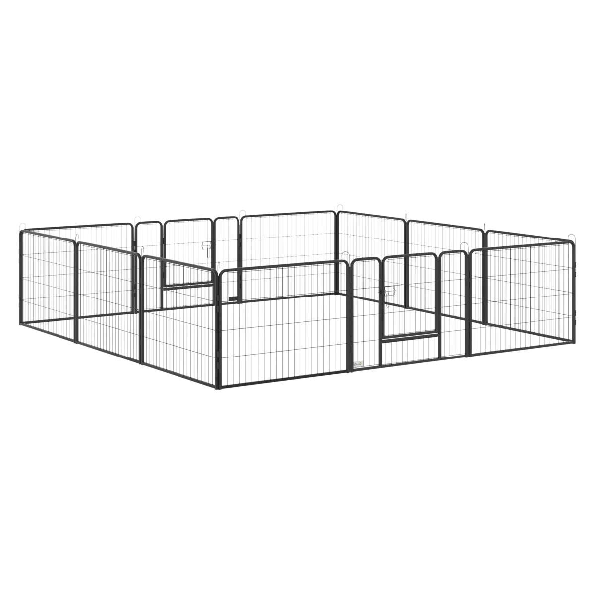 PawHut Welpenauslauf schwarz Stahl B/H/L: ca. 1,5x60x80 cm