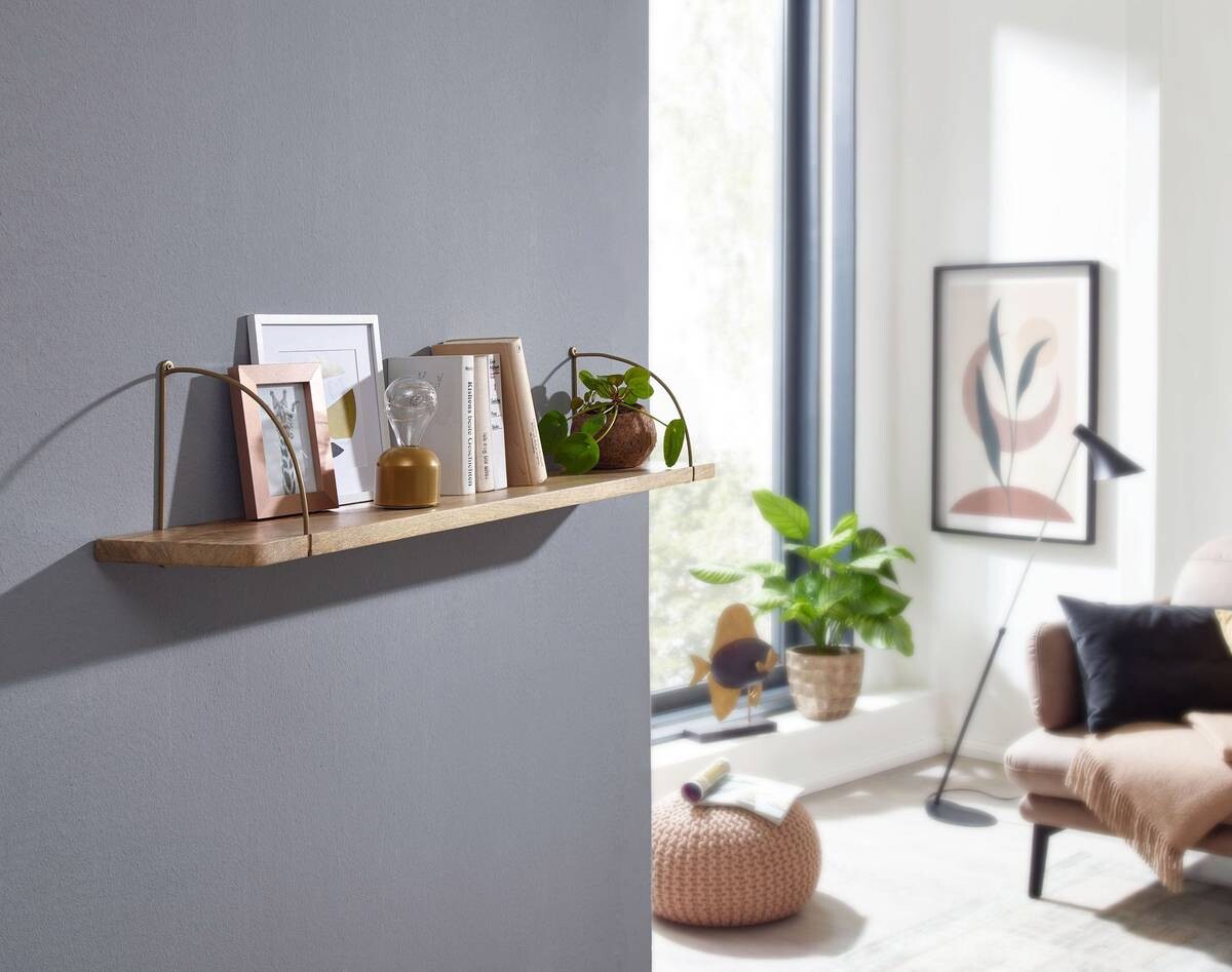 Wandregal braun Holz B/H/T: ca. 22x25x100 cm