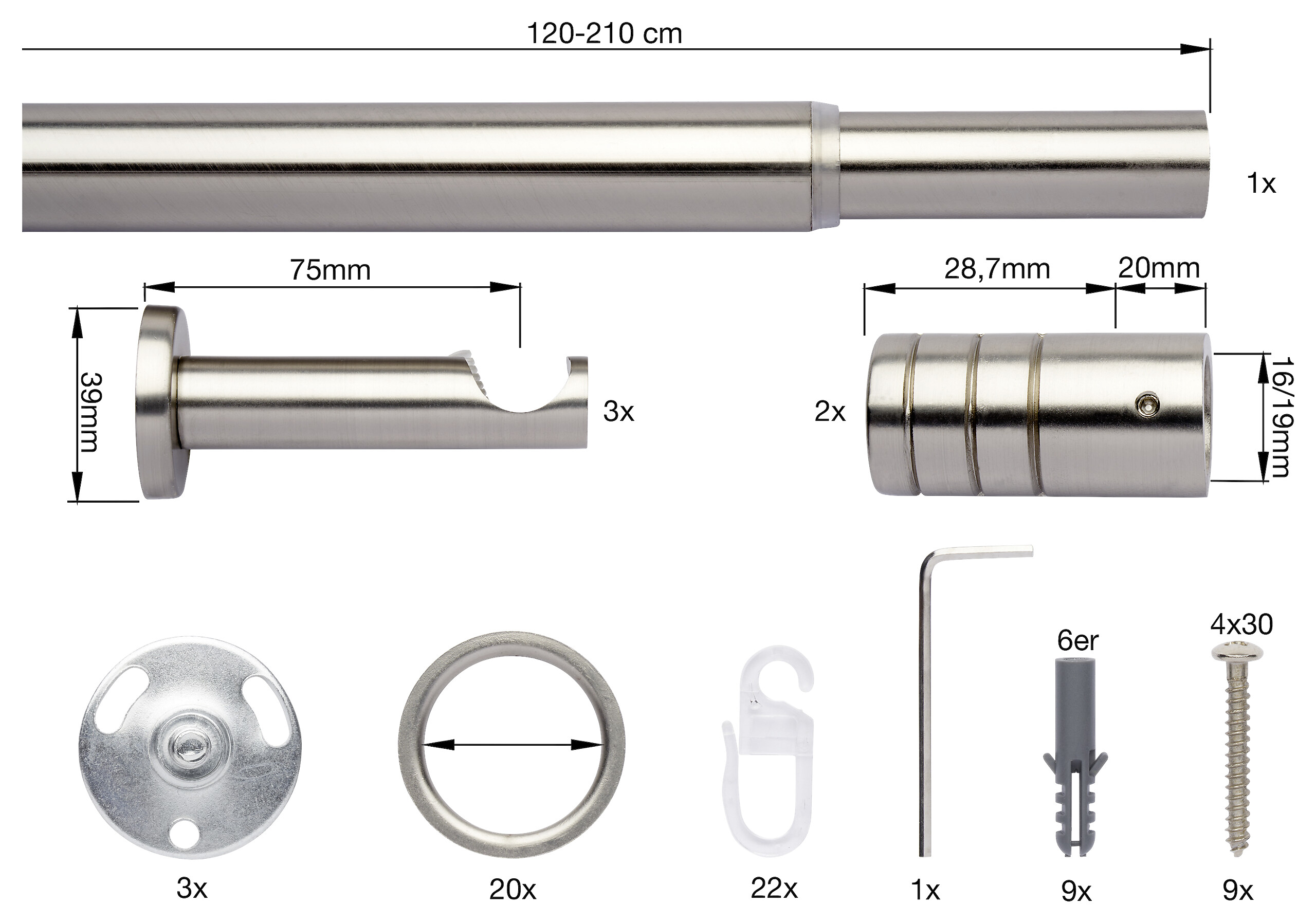 ondeco Stilgarnituren rillcube Edelstahloptik Metall ausziehbar von ca. 120 bis 210 cm 1.0 Läufe