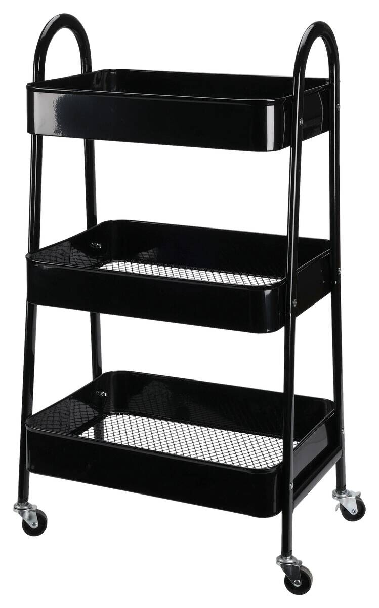 Küchentrolley schwarz Stahl B/H/L: ca. 9x45x32 cm Küchentrolley schwarz Stahl B/H/L: ca. 9x45x32 cm