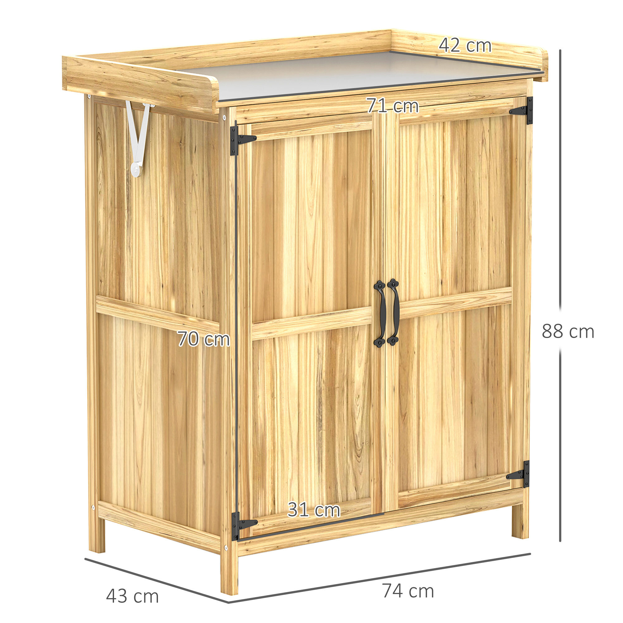Outsunny Gartenschrank Holzoptik Edelstahl B/H/L: ca. 43x88x74 cm