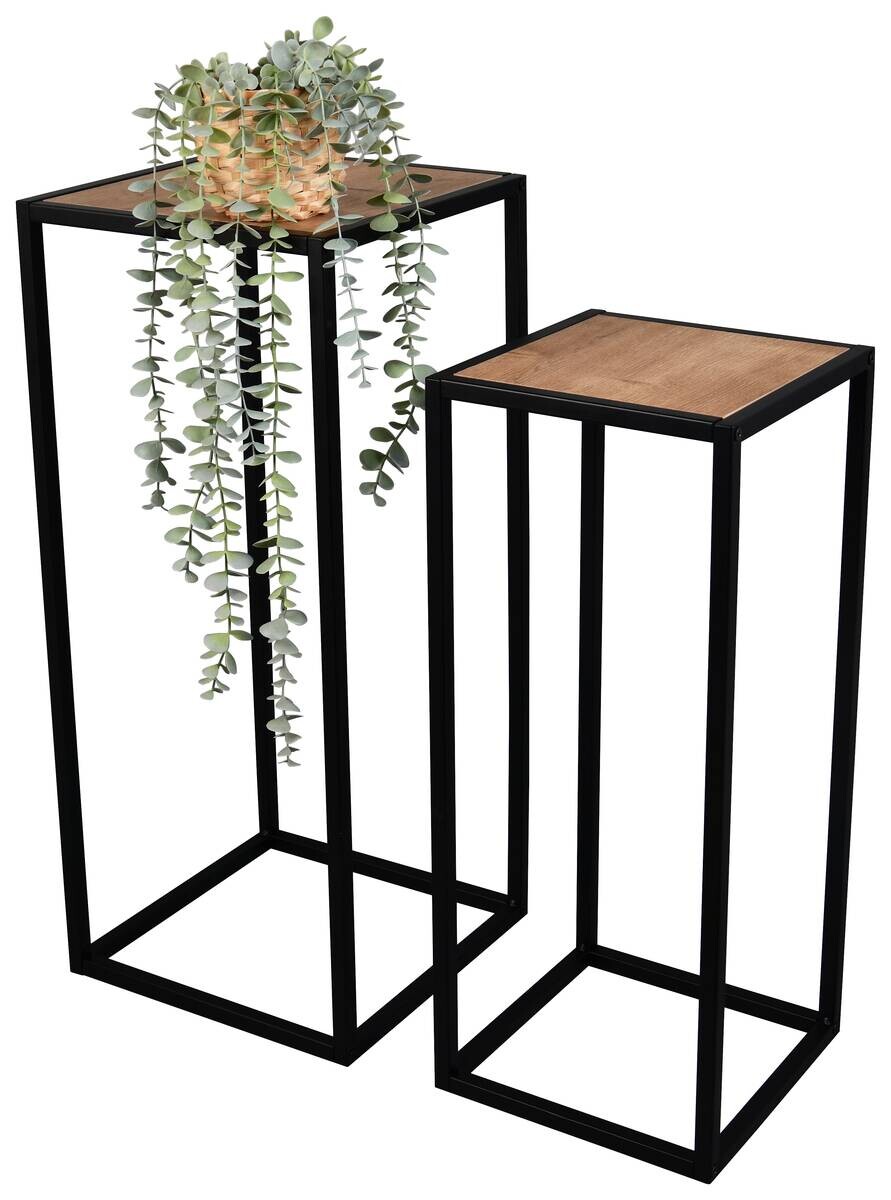 Beistelltisch Valery Eiche Artisan Nachbildung schwarz Metall MDF B/H/T: ca. 30x70x30 cm