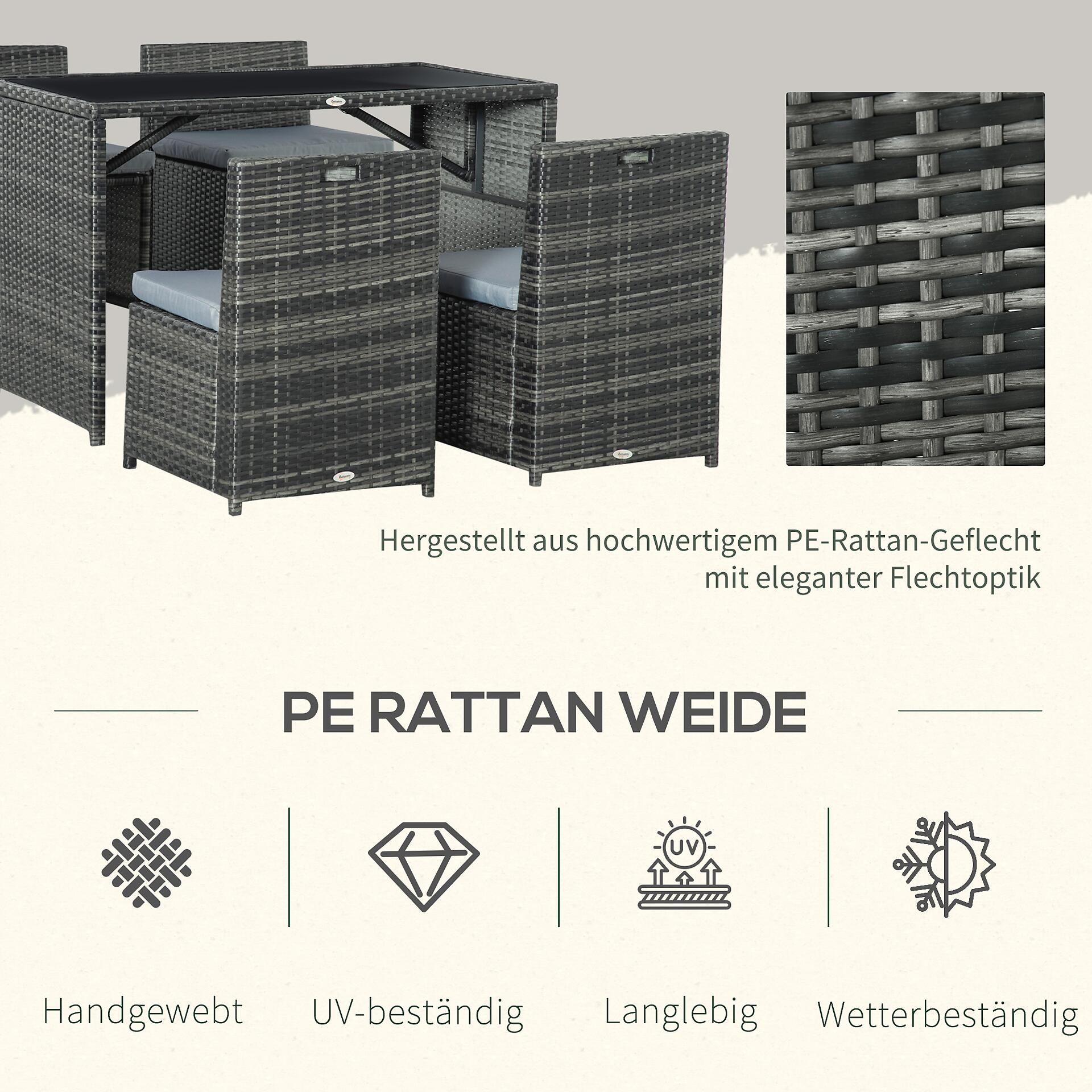 Outsunny Sitzgruppe grau Polypropylen B/H/L: ca. 69x120x77,5 cm