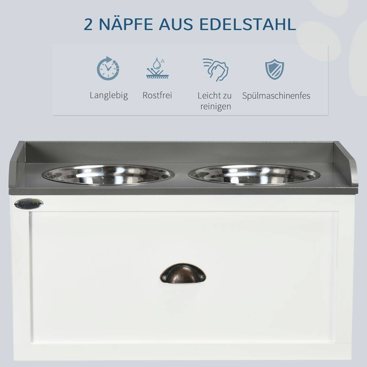 PawHut Hunde-Zubehör weiß Edelstahl B/H/L: ca. 30x60x36 cm