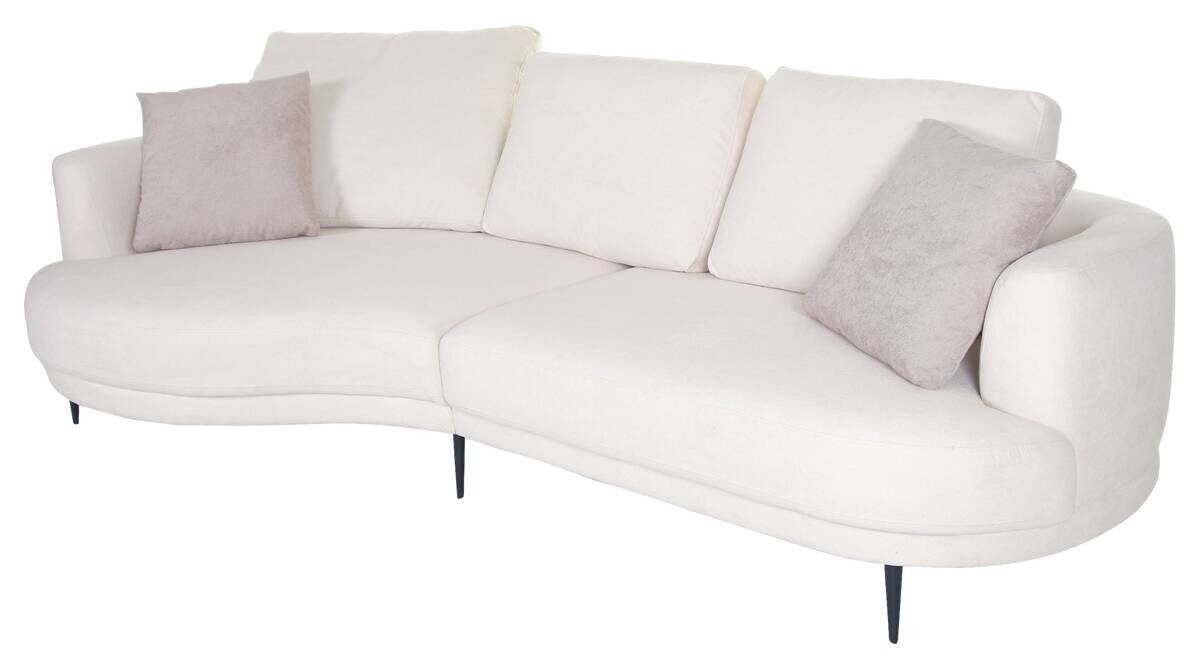 Ecksofa weiß Flachgewebe B/H/T: ca. 264x92x137 cm