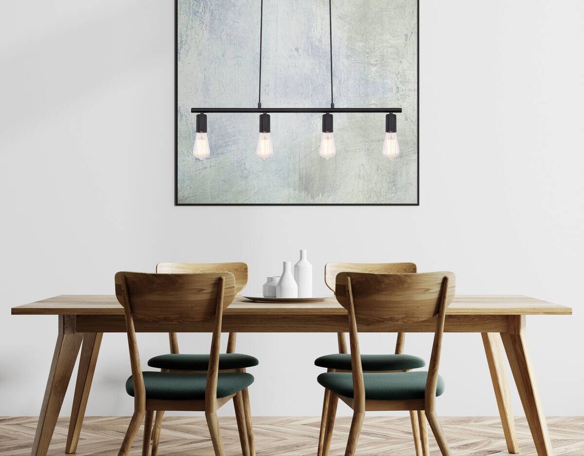 GLOBO Pendelleuchte MARTHA 54008-4H schwarz Metall B/H/L: ca. 5,2x120x80 cm E27 4 Brennstellen