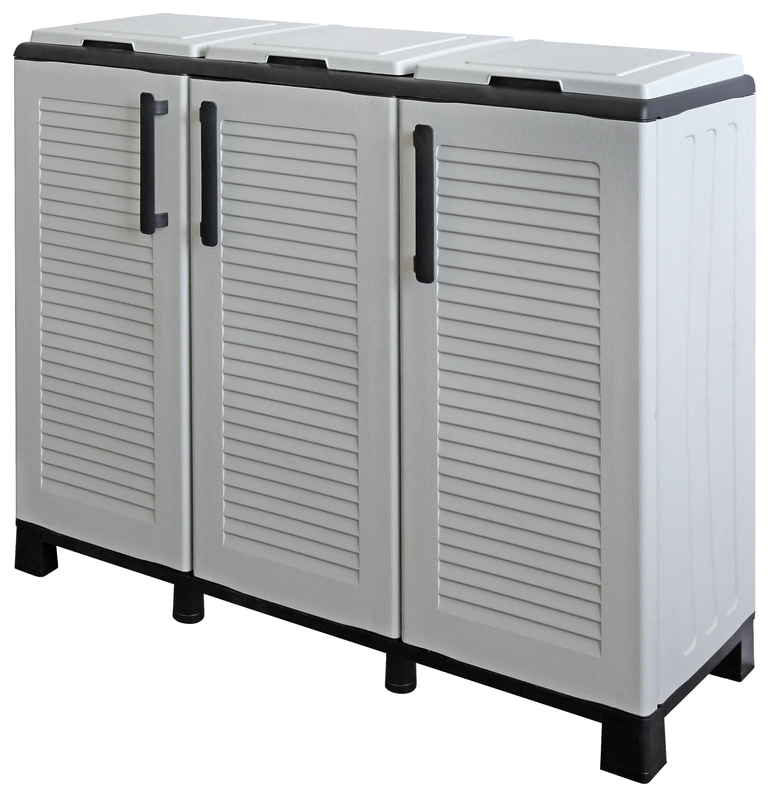 ArtPlast Mülltrennungsschrank Family hellgrau Kunststoff B/H/T: ca. 102x90x37 cm