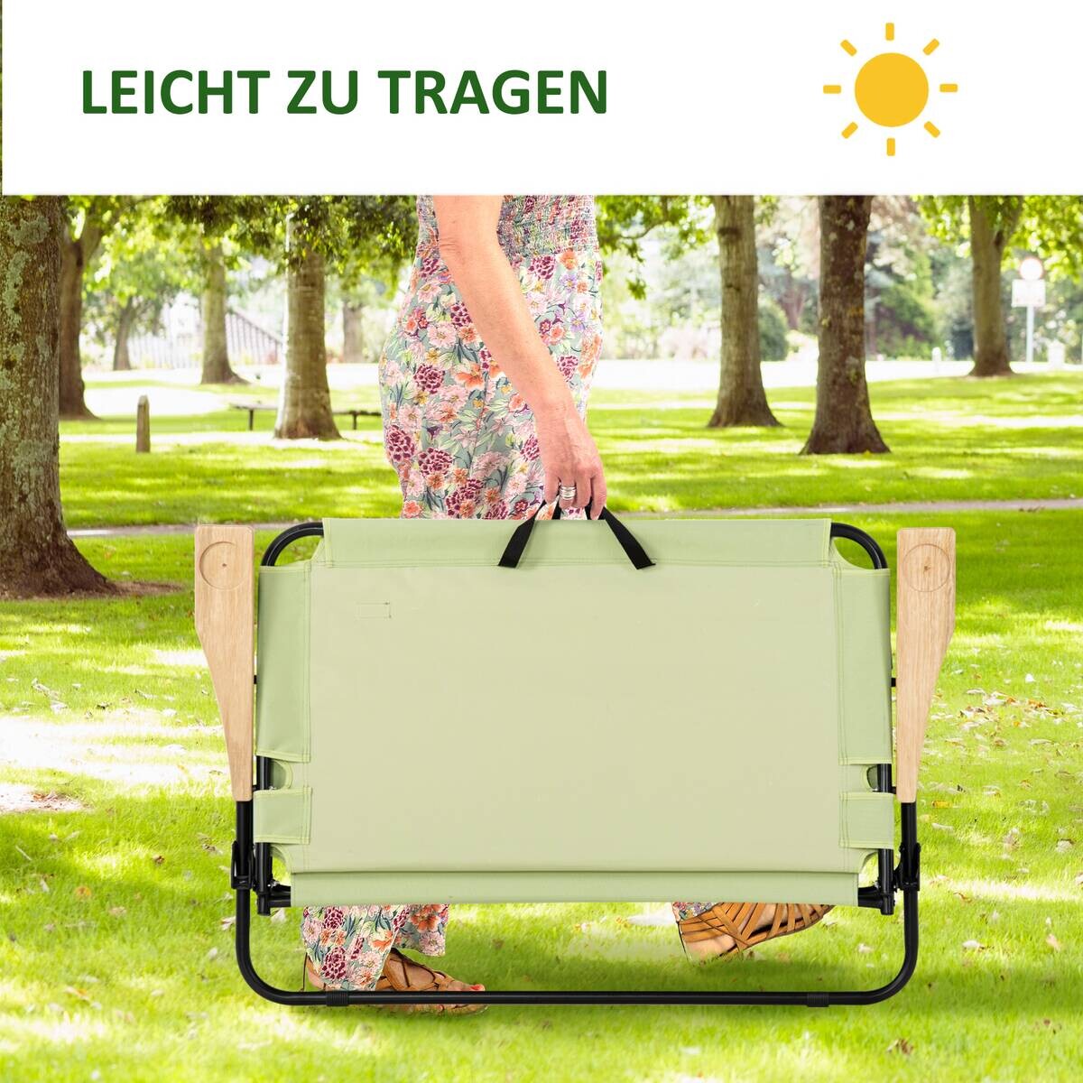 Outsunny Campingstuhl grün Stoff B/H/L: ca. 67x80x141 cm