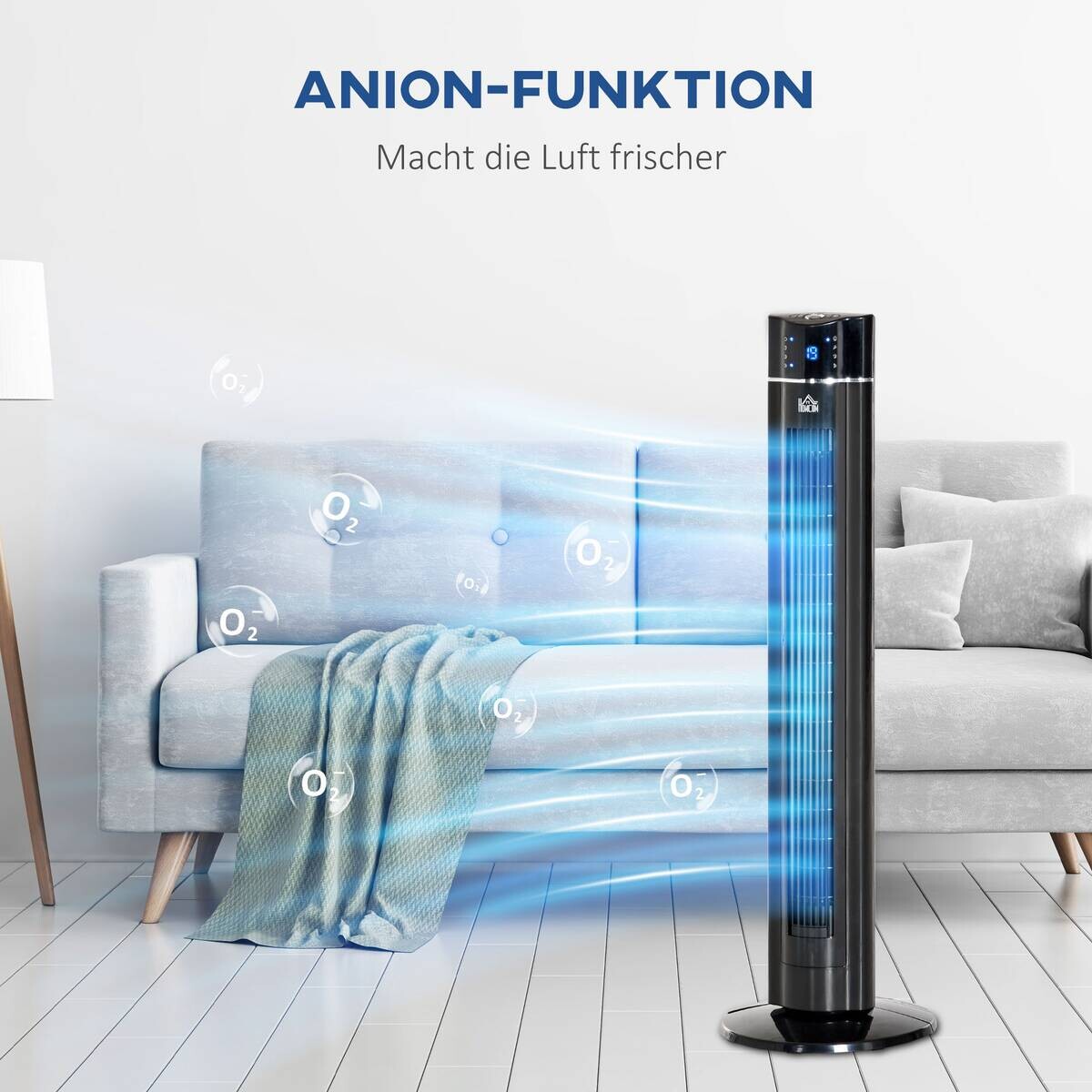 HOMCOM Ventilator schwarz Polypropylen Kunststoff Edelstahl B/H/L: ca. 32x32x106,8 cm