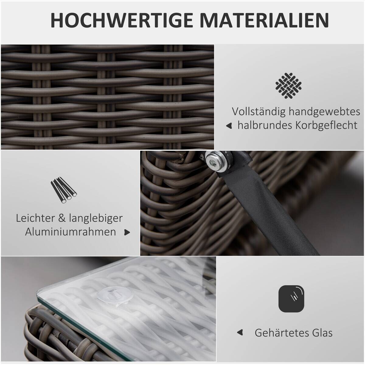 Outsunny Sonnenliege grau Aluminium B/H/L: ca. 60x195x91 cm