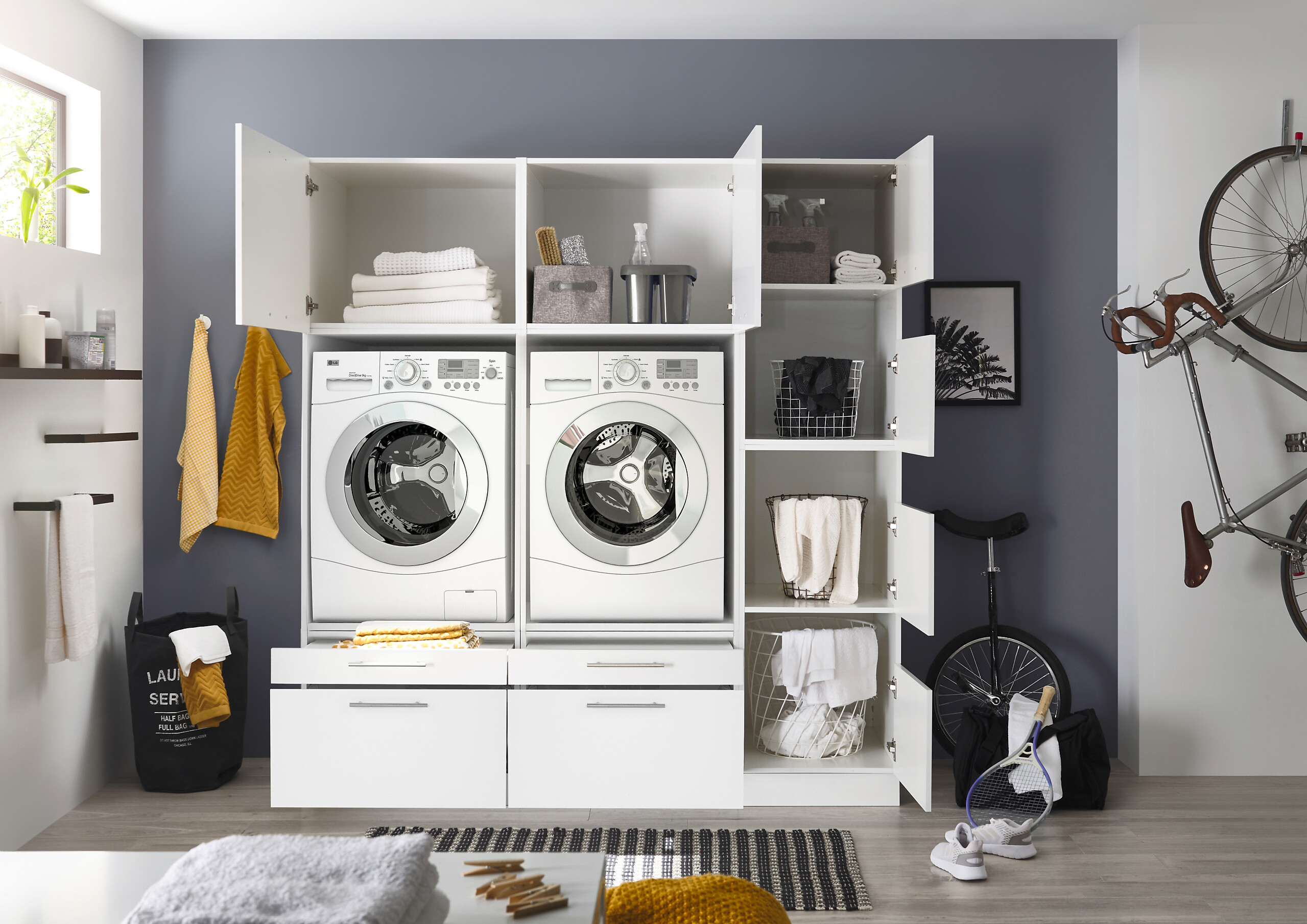 Respekta Hauswirtschaftsraum-Set Clara weiß matt B/H/T: ca. 184,8x200x67,6 cm