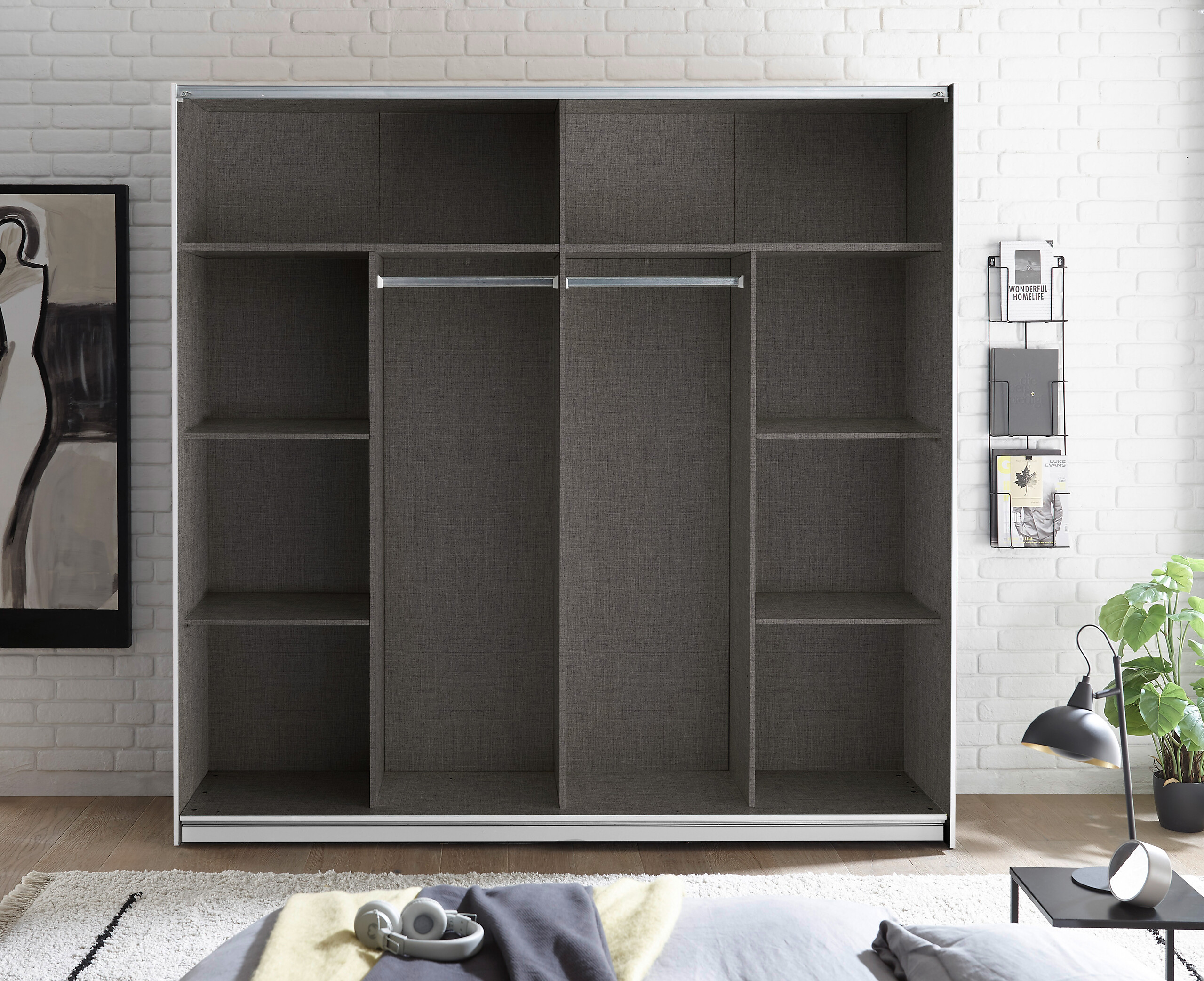 Schwebetürenschrank Noemi weiß B/H/T: ca. 215x210x60 cm