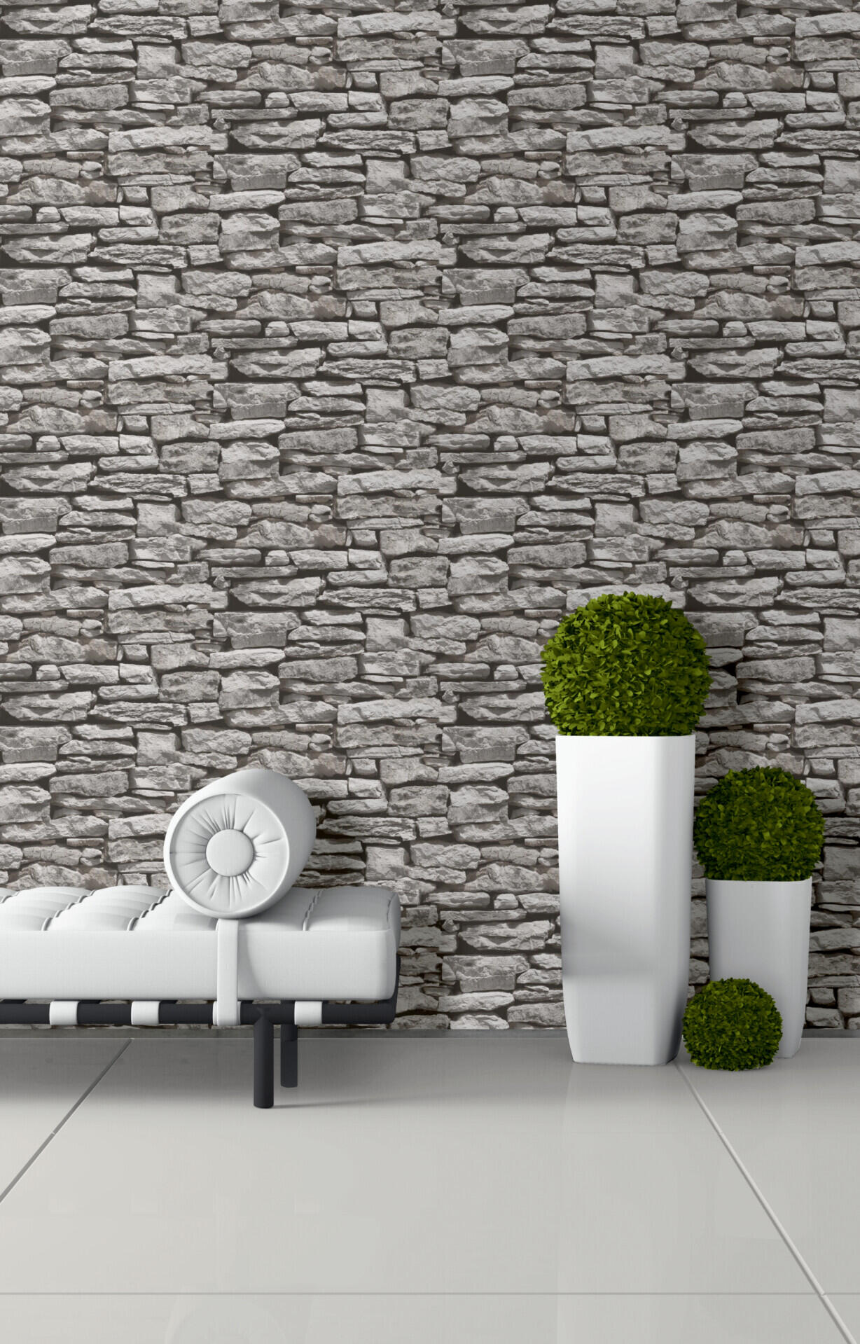 Papiertapete Steinoptik grau B/L: ca. 53x1005 cm