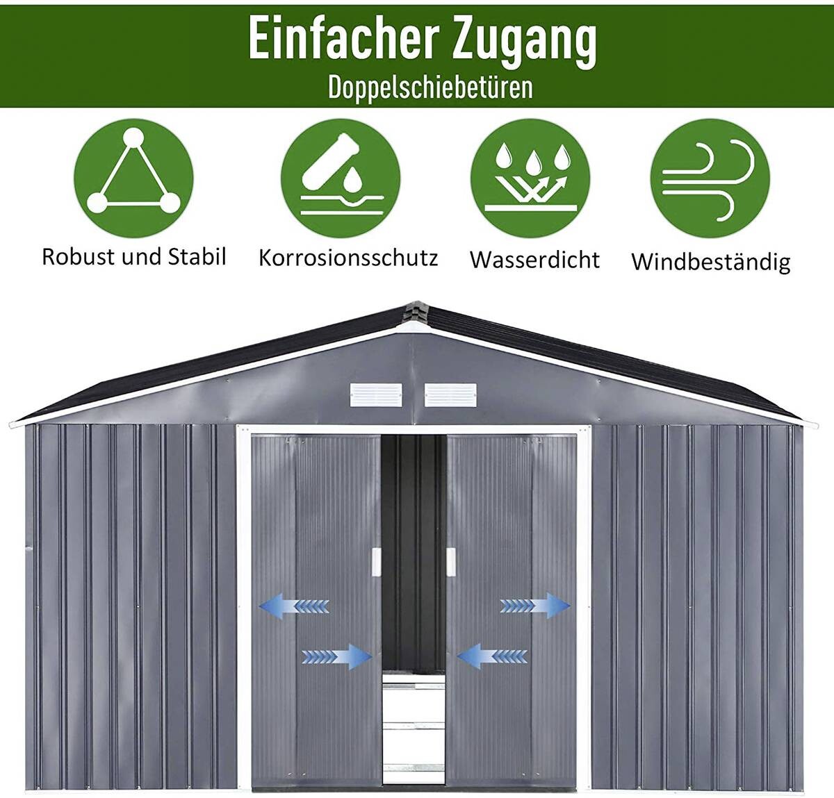 Outsunny Gartenschrank grau Stahl B/H/T: ca. 340x200x382 cm