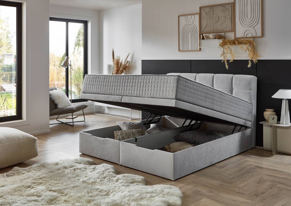 Boxbett Lugano silber Liegefläche B/L: ca. 180x200 cm