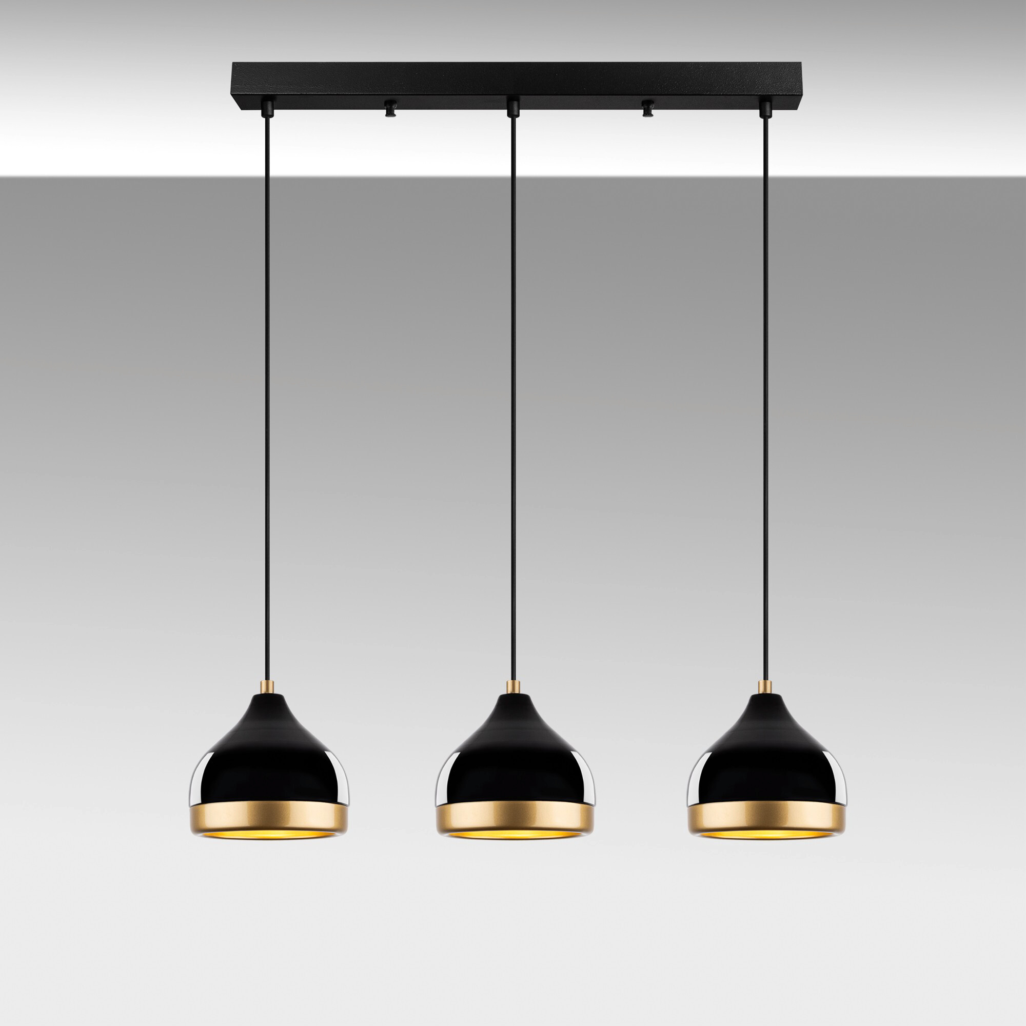 Opviq Pendelleuchte Yildo schwarz B/H/T/L: ca. 17x111x17x67 cm E27 3 Brennstellen