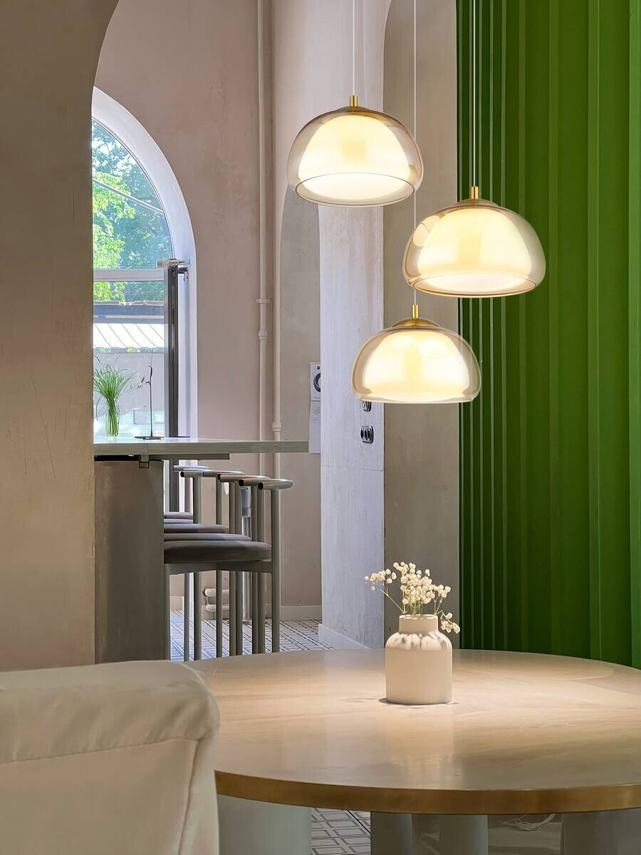 GLOBO Hängeleuchte gold Glas Metall B/H/L: ca. 53,5x26x57 cm