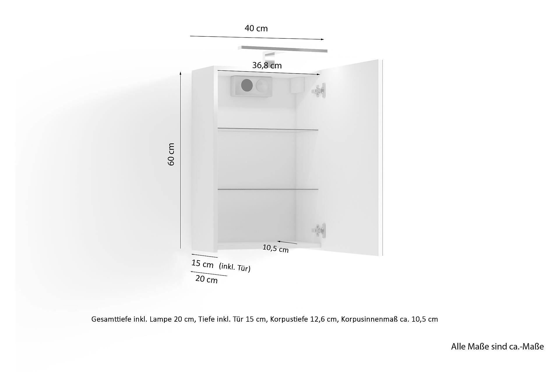 Spiegelschrank SPREE anthrazit B/H/T: ca. 40x60x15 cm Spiegelschrank SPREE anthrazit B/H/T: ca. 40x60x15 cm