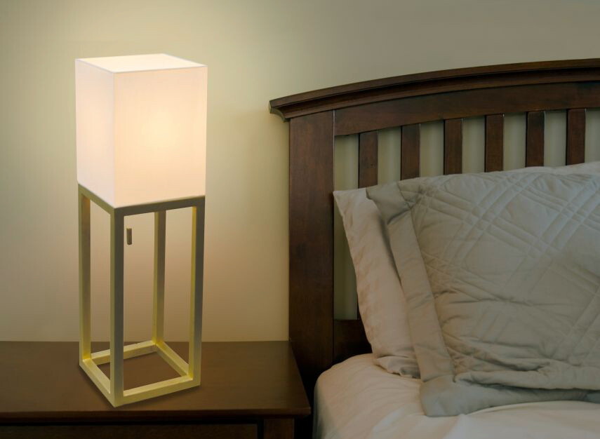 Näve Leuchten Tischleuchte NV3131811 beige Metall Kunststoff Textil B/H/L: ca. 19x65x19 cm E27 1 Brennstellen