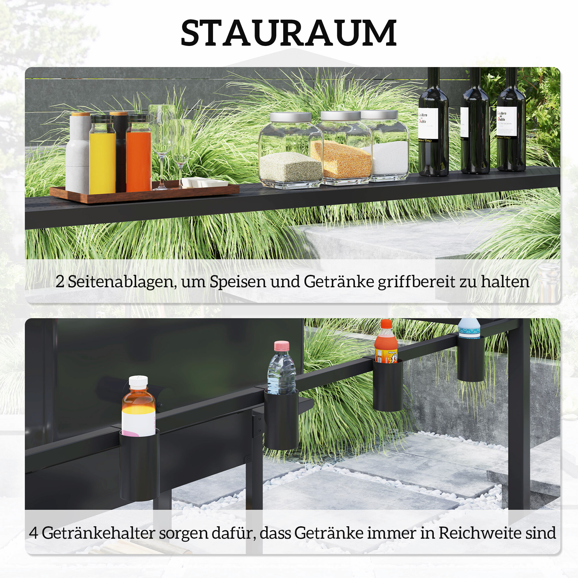Outsunny Grillpavillon schwarz Metall B/H/L: ca. 160x250x250 cm
