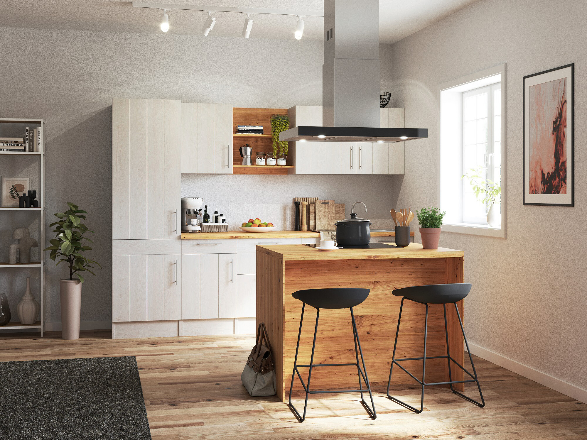 Respekta Inselküche Anton weiß Lärche Nachbildung B/H/T: ca. 280x211x60 cm Respekta Inselküche Anton weiß Lärche Nachbildung B/H/T: ca. 280x211x60 cm