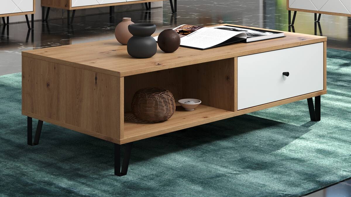 Trendteam TV-Lowboard Touch Eiche Artisan weiß B/H/T: ca. 110x37x60 cm