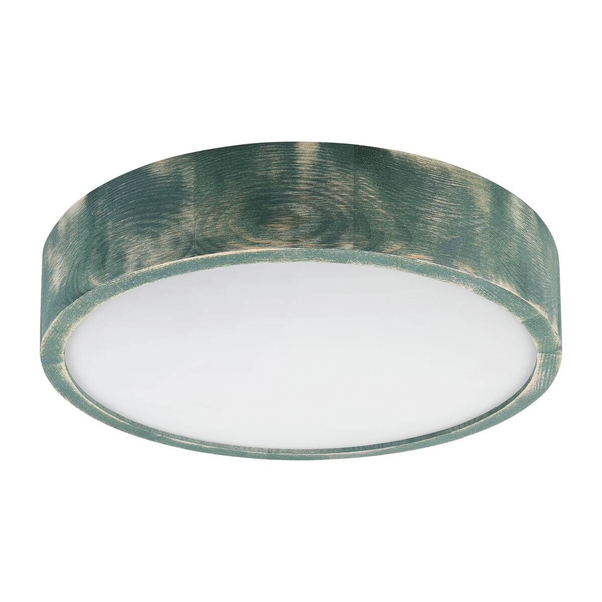 Lamkur Deckenleuchte grün hellbraun Holz Glas B/H/L: ca. 38x38x10 cm 2 Brennstellen