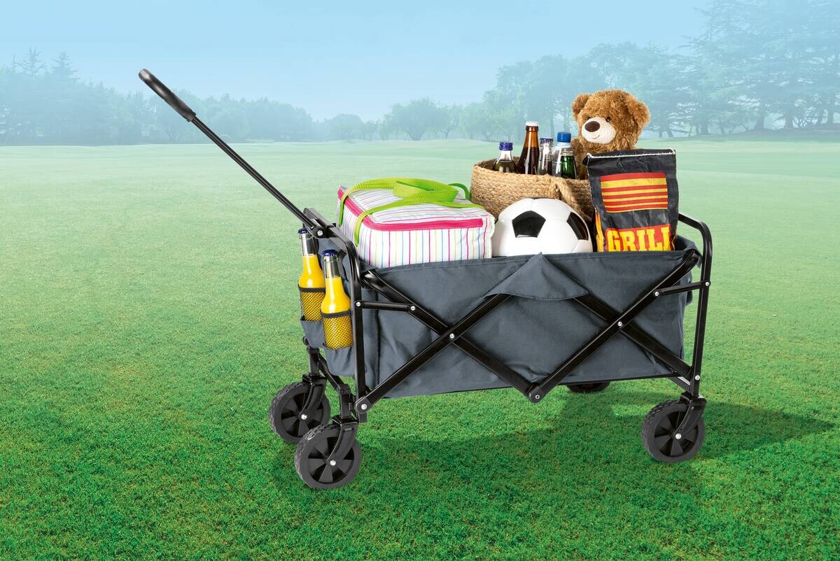 EasyMaxx Bollerwagen grau Metall B/H/L: ca. 14x51,5x64,5 cm