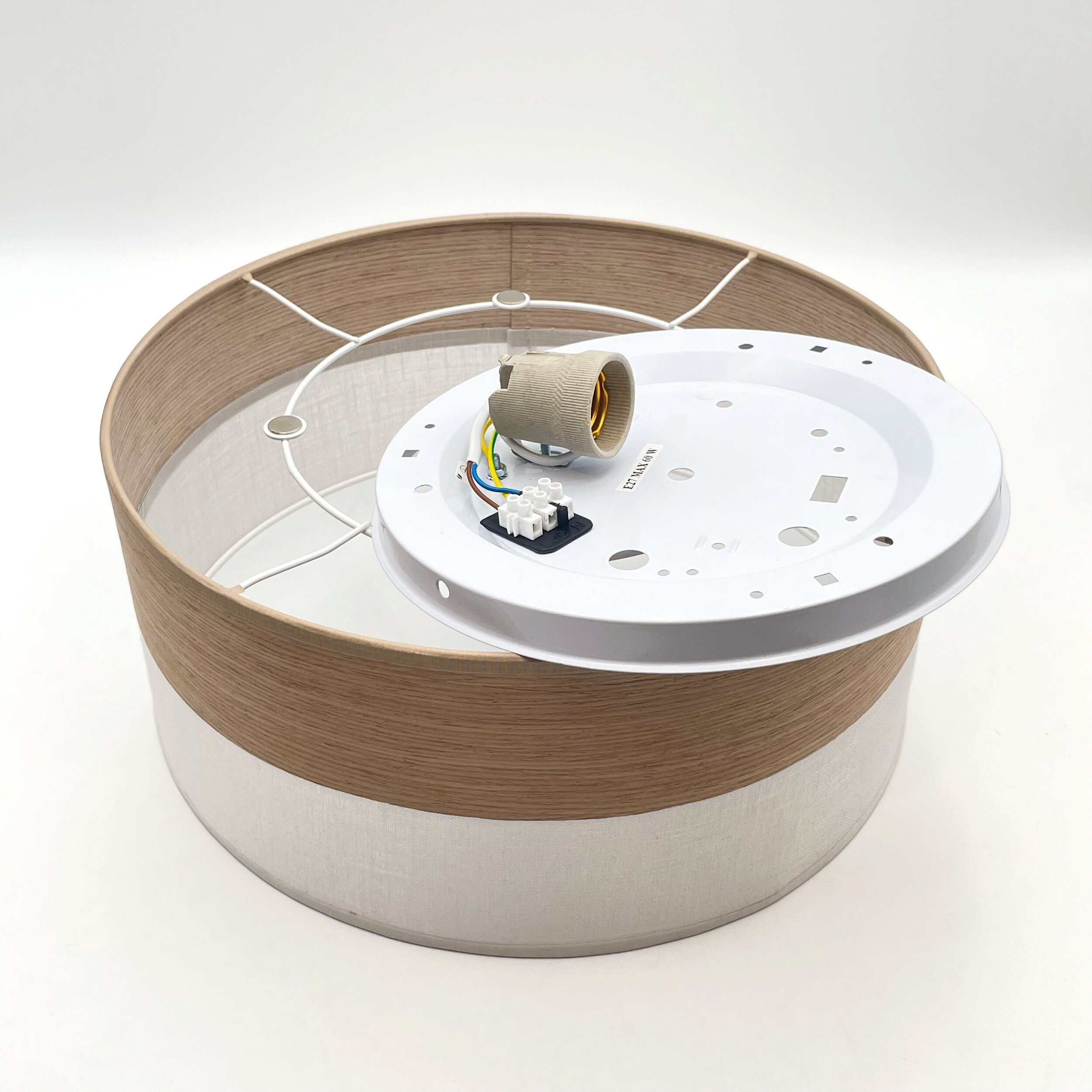 Lamkur Deckenleuchte weiß Eiche PVC Holz B/H/L: ca. 35x15x35 cm E27 1 Brennstellen