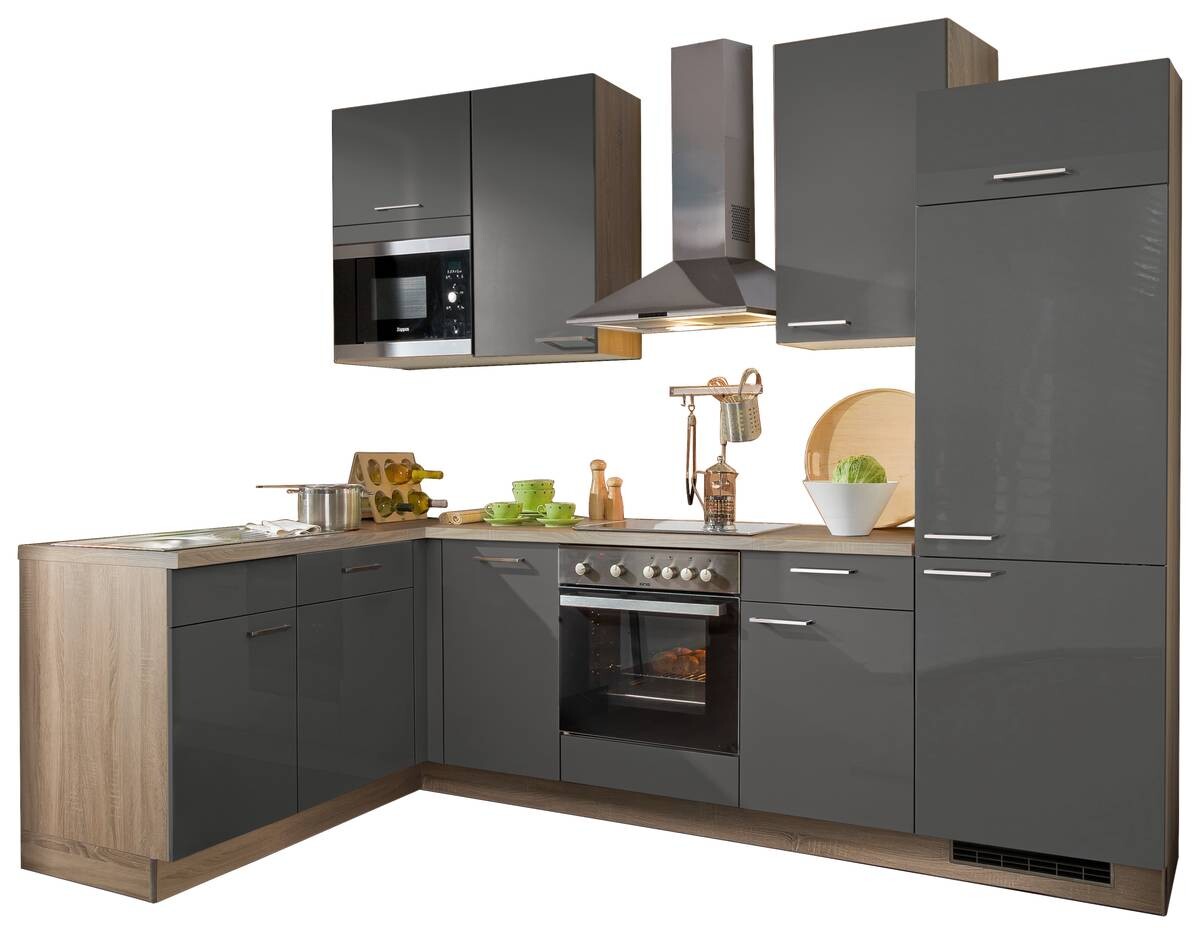 Express Winkelküche Star anthrazit B/T/L: ca. 285x60x175 cm