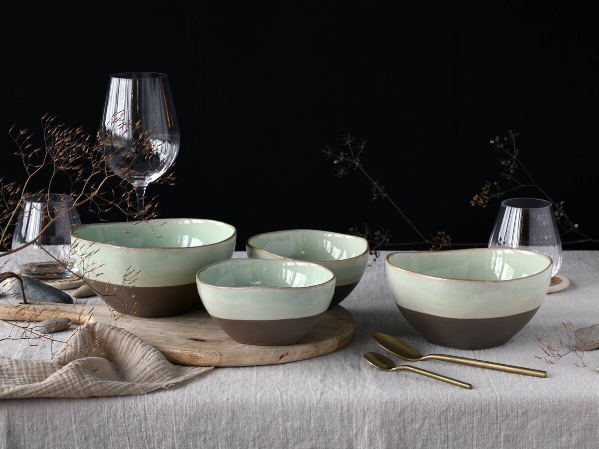 CreaTable Bowl-Set Basalt Bio salbei Steinzeug