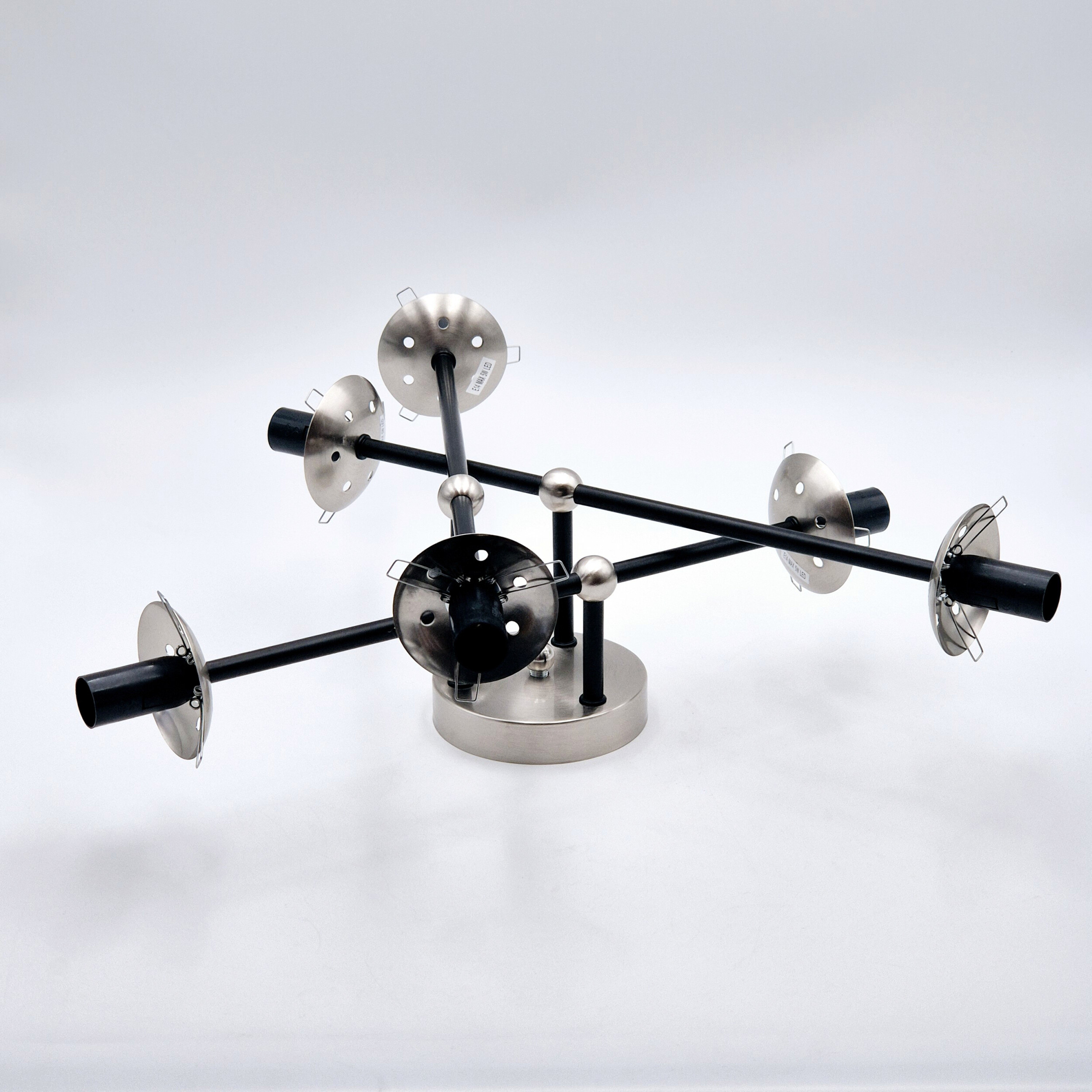 Lamkur Anbauleuchte Malena Chrom schwarz Glas Stahl B/H/L: ca. 64x20x64 cm E14 6 Brennstellen