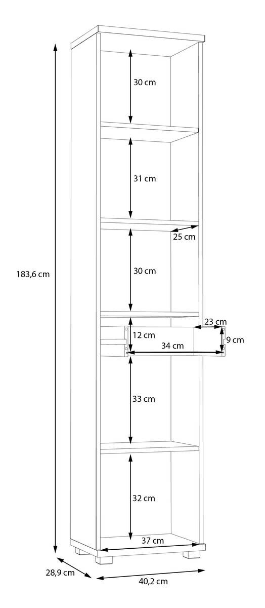Hochschrank Eiche Artisan Nachbildung salbei B/H/T: ca. 40x184x29 cm