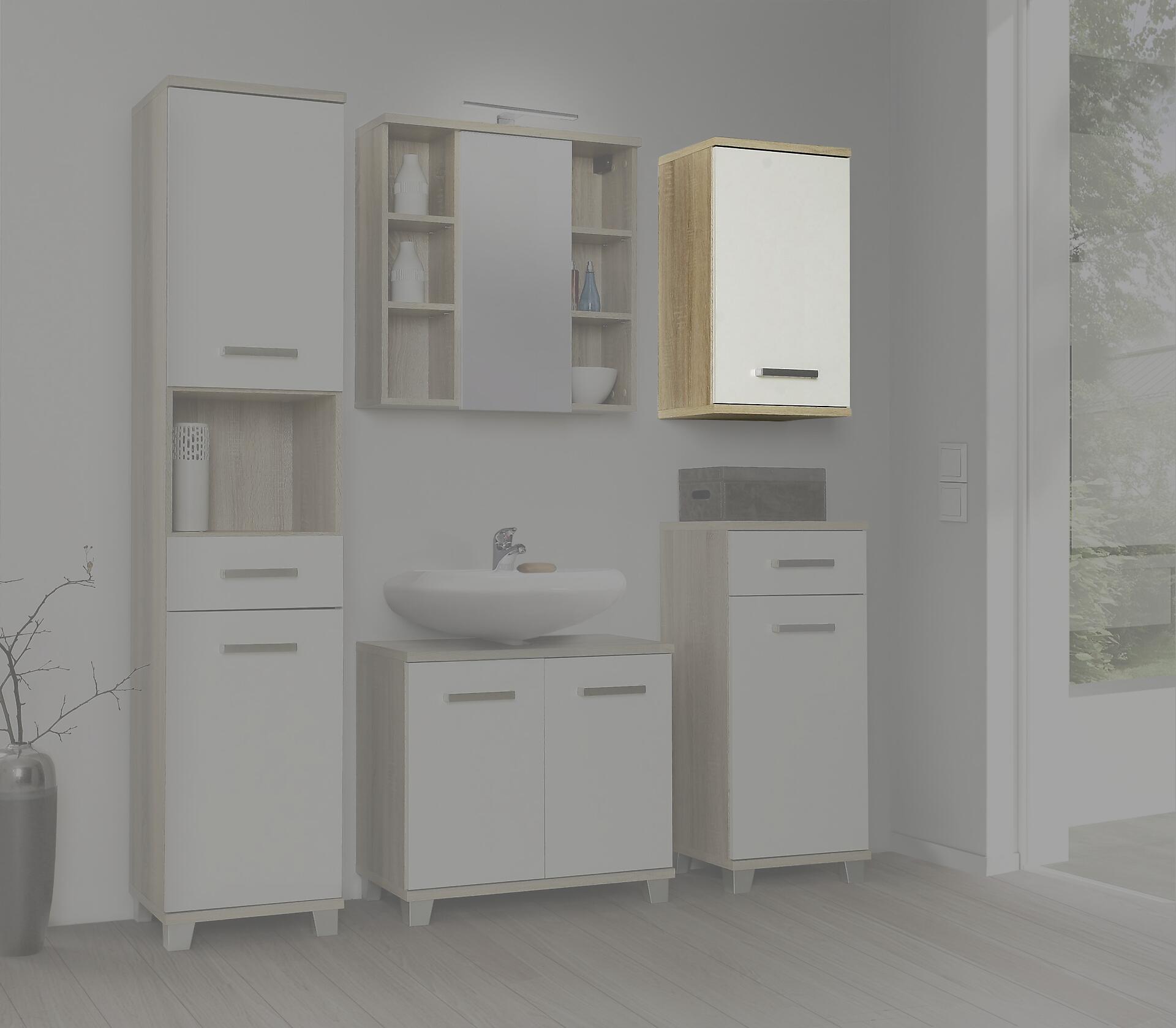 Badhängeschrank  Eiche Sonoma Nachbildung weiß B/H/T: ca. 40,2x68,8x29 cm