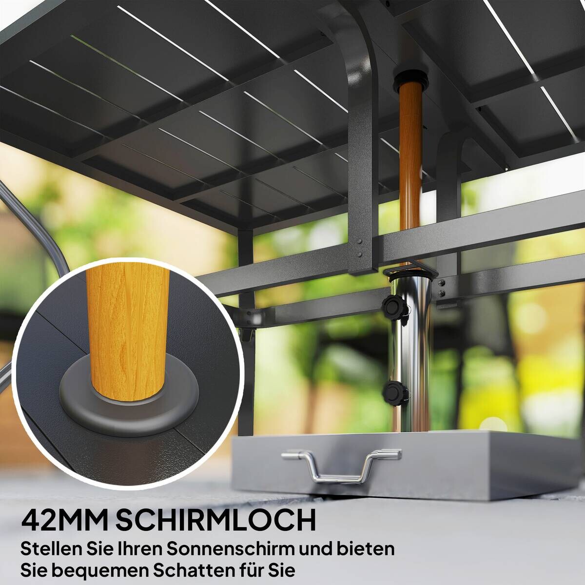 Outsunny Gartentisch schwarz Metall B/H/L: ca. 90x73x150 cm