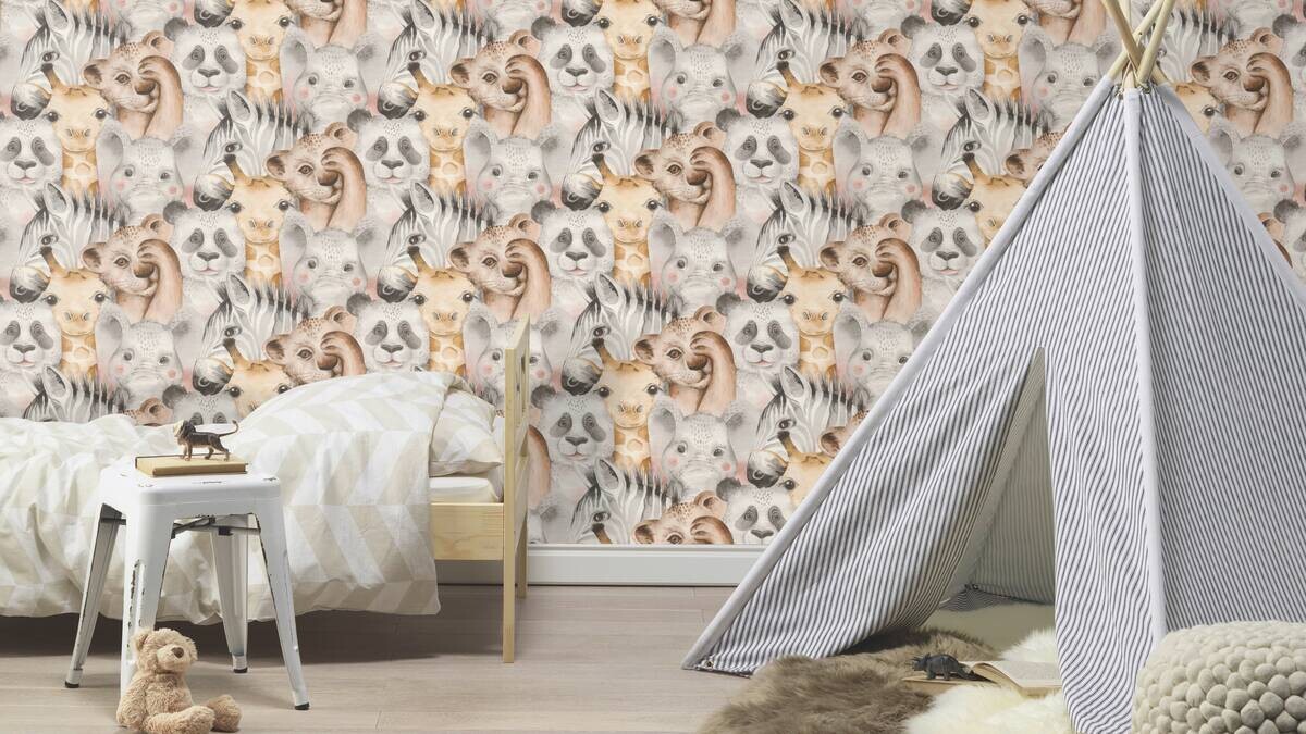 Papiertapete Zootiere bunt B/L: ca. 53x1005 cm