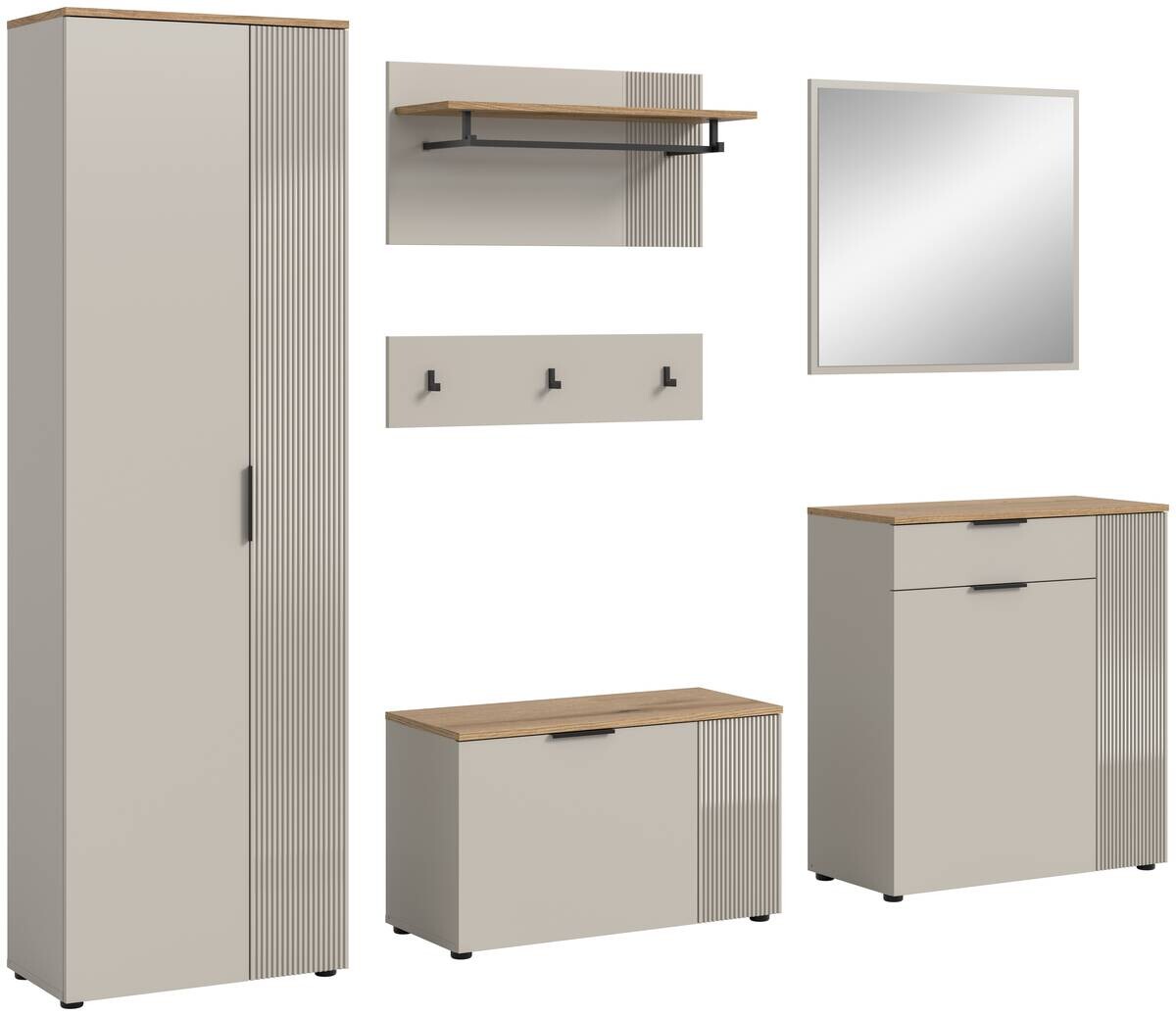 Garderobe Slide Kaschmirgrau Nachbildung Evoke Oak Nachbildung B/H/T: ca. 250x190x36 cm