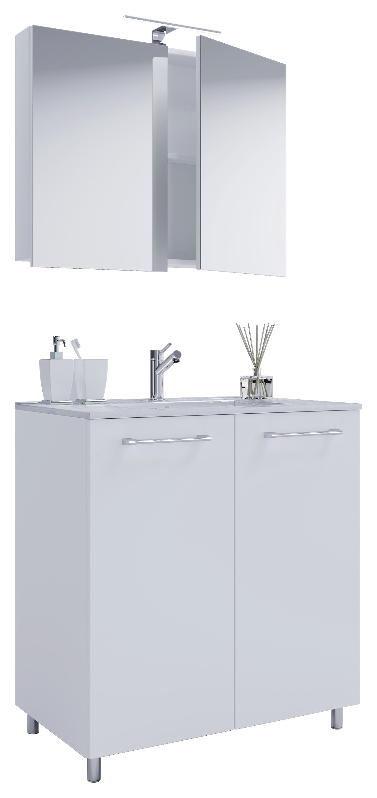 Waschplatz 3tlg-Gilos weiß B/H/T: ca. 60x86x46 cm