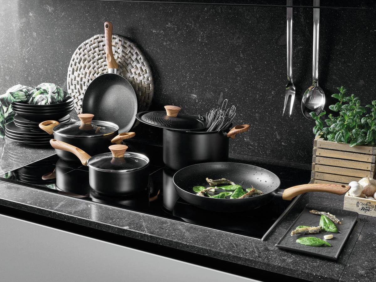 TOGNANA Topfset Grancucina Rock Wood schwarz Aluminium 8 tlg.