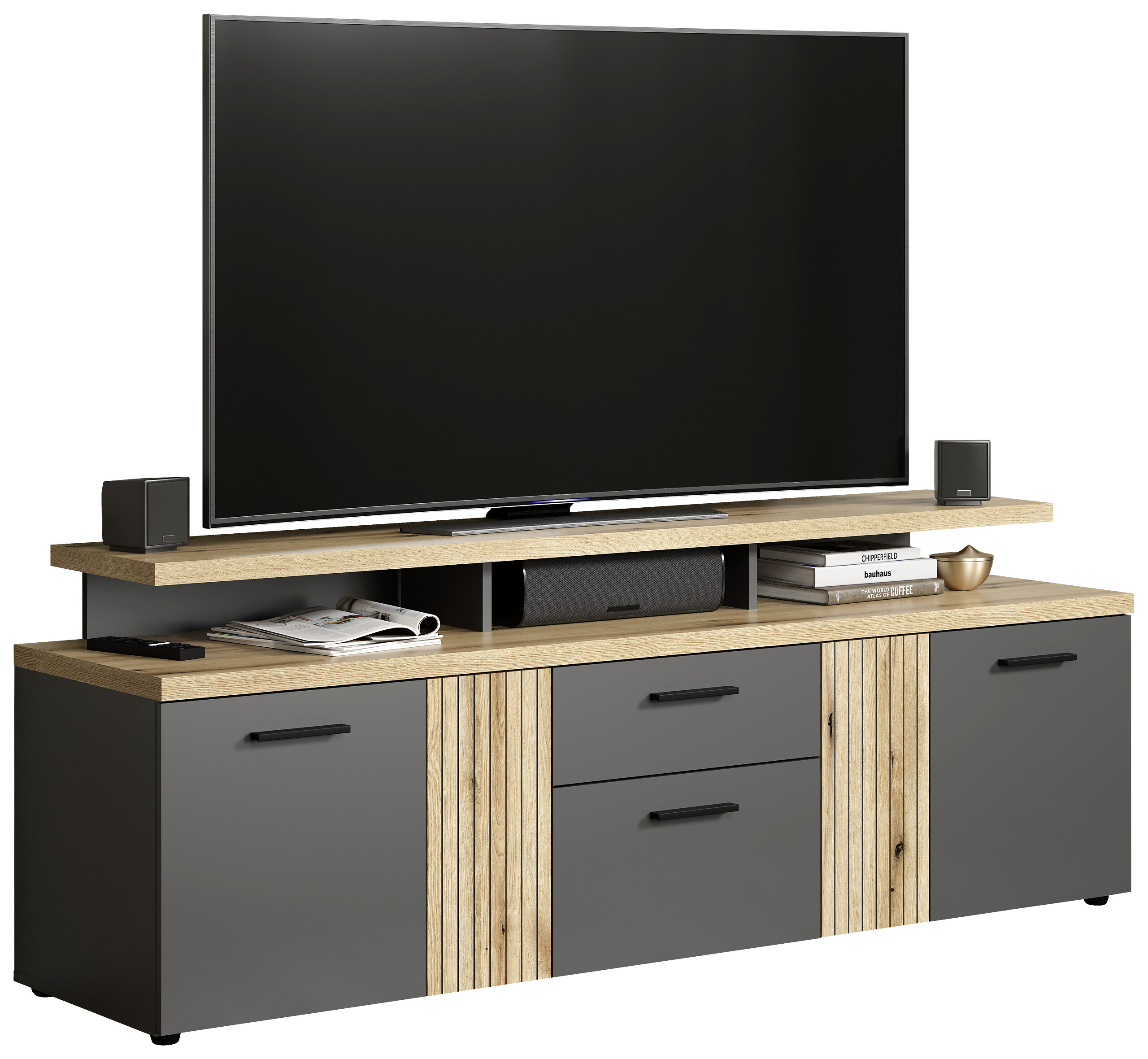 TV-Lowboard Esteban Eiche Evoke Oak Nachbildung anthrazit B/H/T: ca. 180x66x47 cm