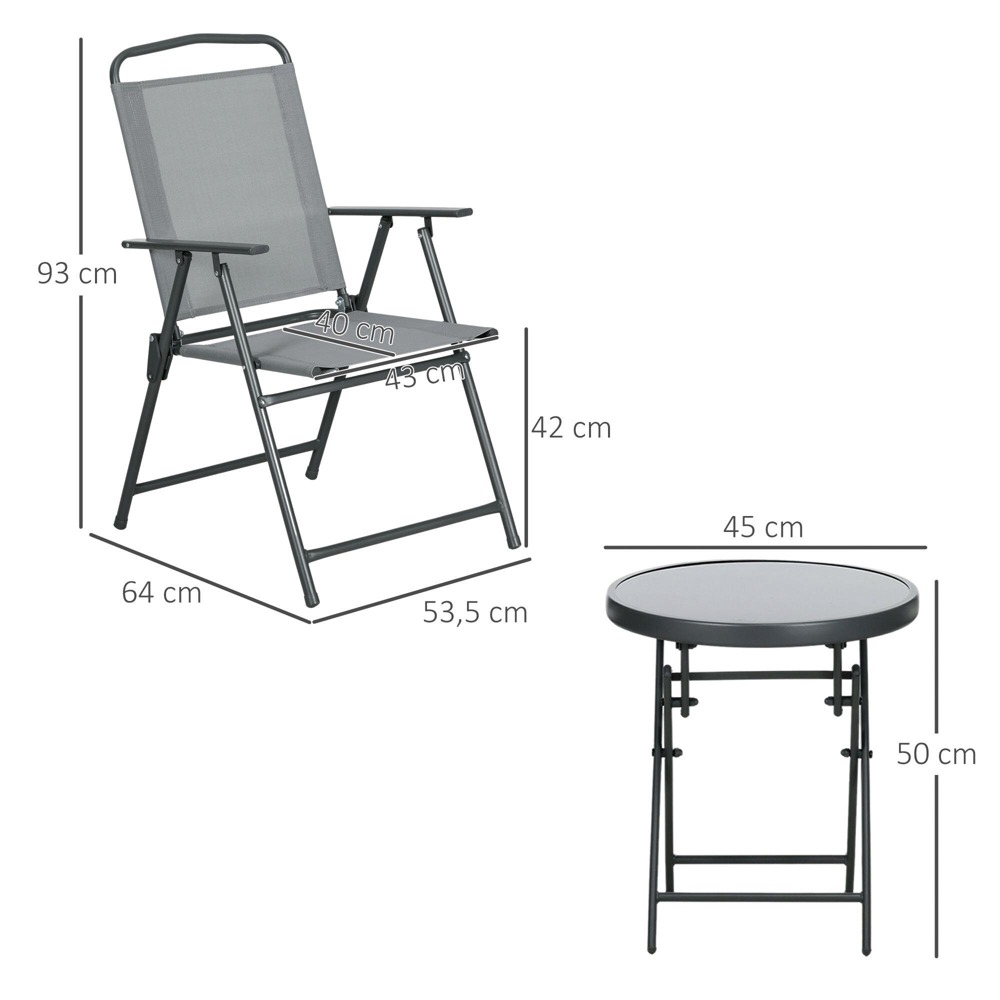 Outsunny Bistro-Set hellgrau Mesh B/H/L: ca. 64x93x53,5 cm