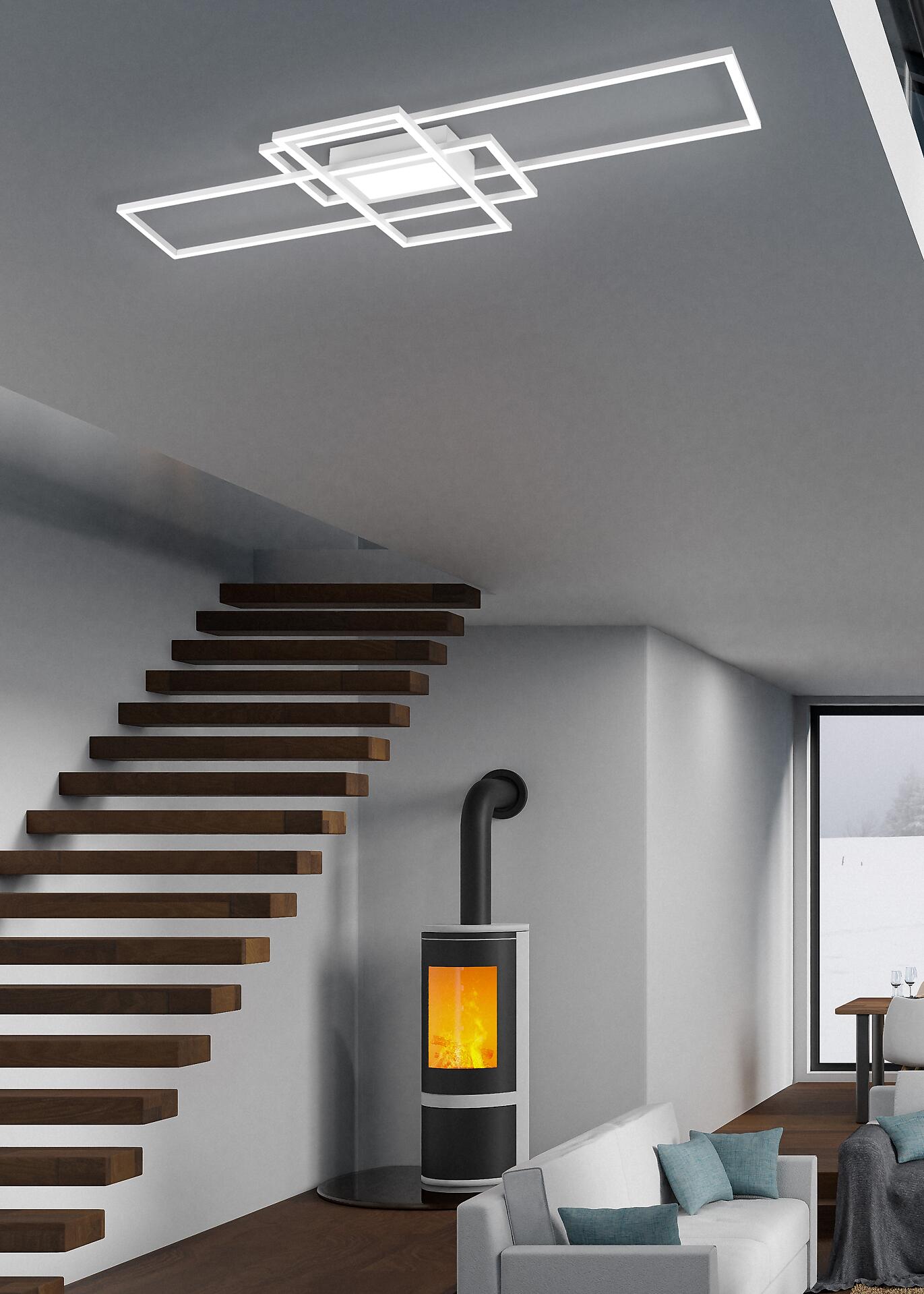 TRIO Deckenleuchte Irvine weiß Metall B/H/L: ca. 42x6x105 cm